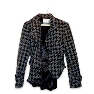 Vintage Classic 1960s Kensie Woman’s Houndstooth Herringbone Plaid Pea Coat